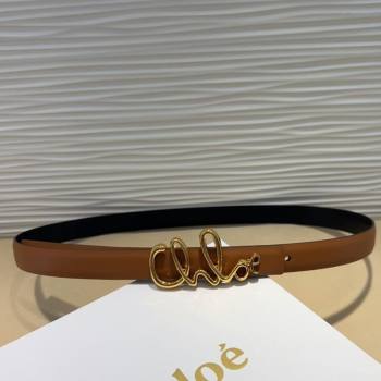 Chloe Iconic Small Belt in Leather with Signature Buckle Brown 2025 (99-250508162)
