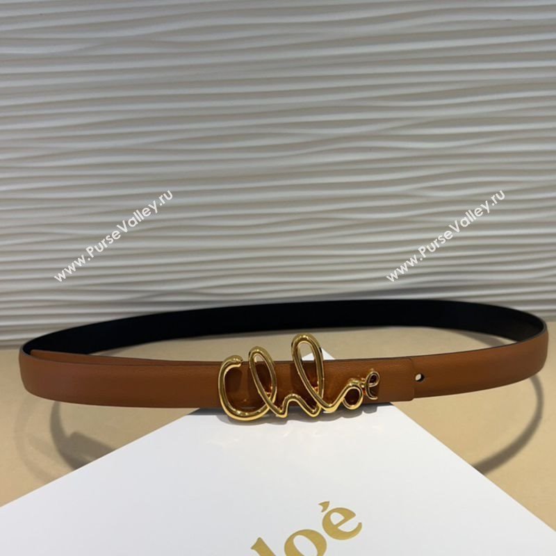 Chloe Iconic Small Belt in Leather with Signature Buckle Brown 2025 (99-250508162)
