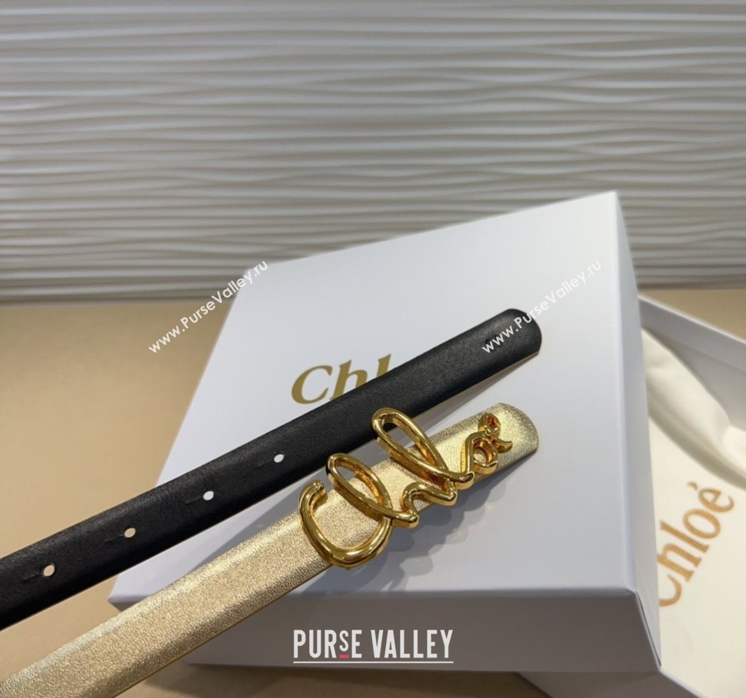 Chloe Iconic Small Belt in Leather with Signature Buckle Gold 2025 (99-250508160)