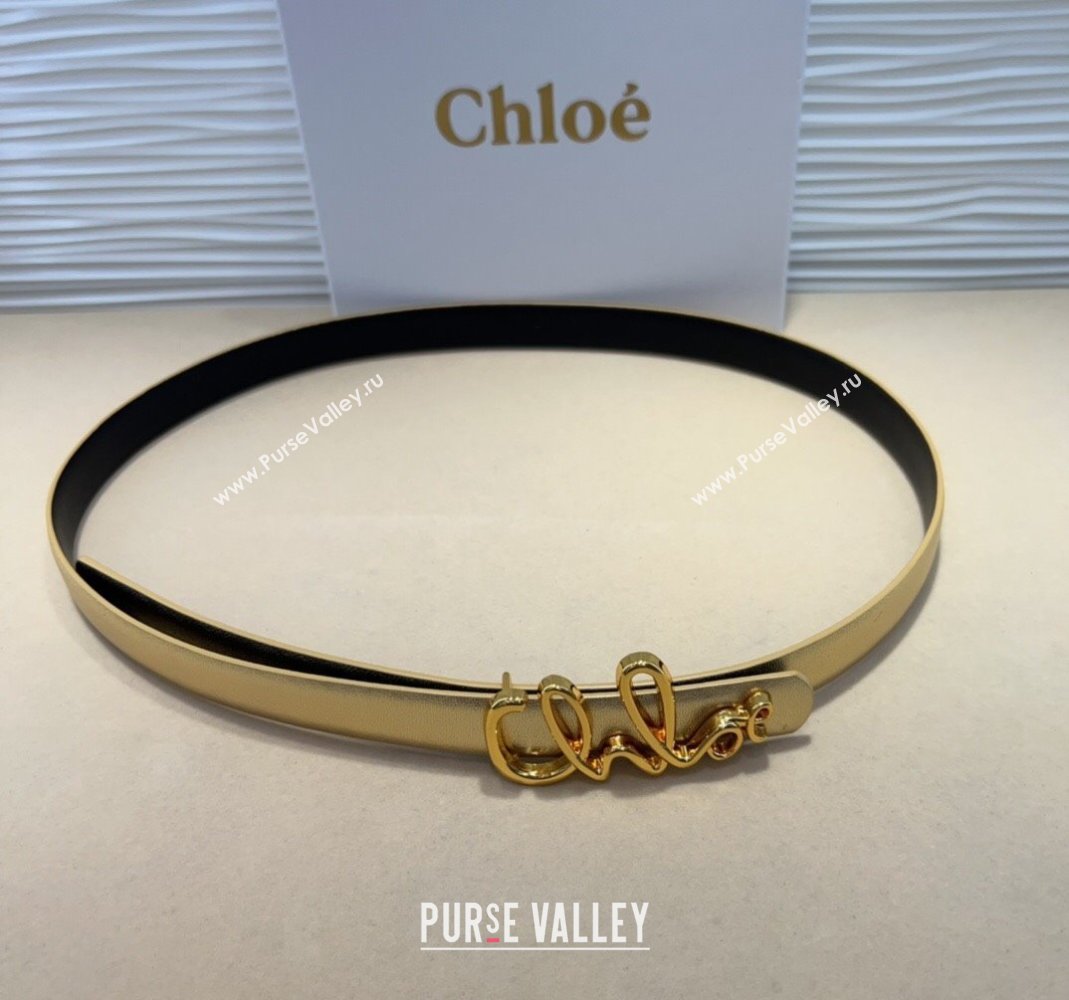 Chloe Iconic Small Belt in Leather with Signature Buckle Gold 2025 (99-250508160)