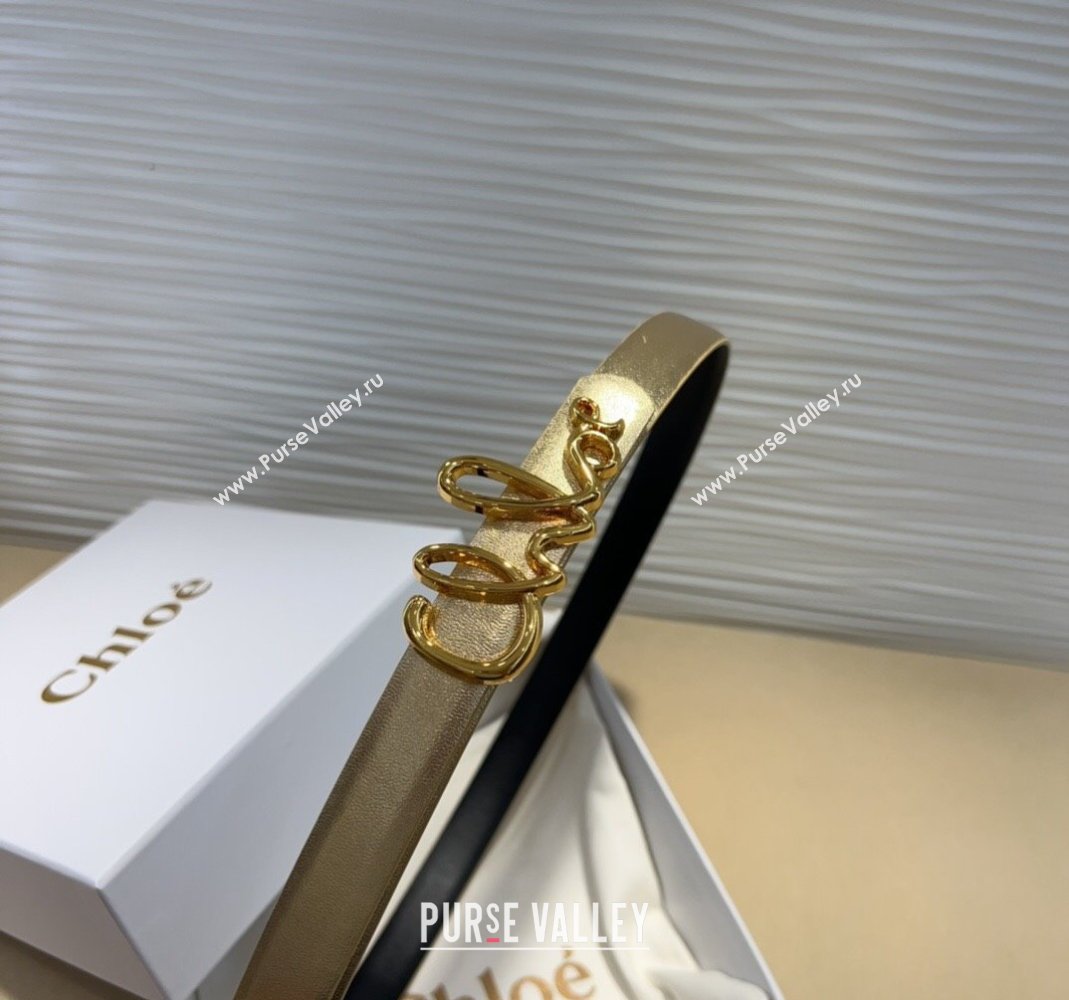 Chloe Iconic Small Belt in Leather with Signature Buckle Gold 2025 (99-250508160)
