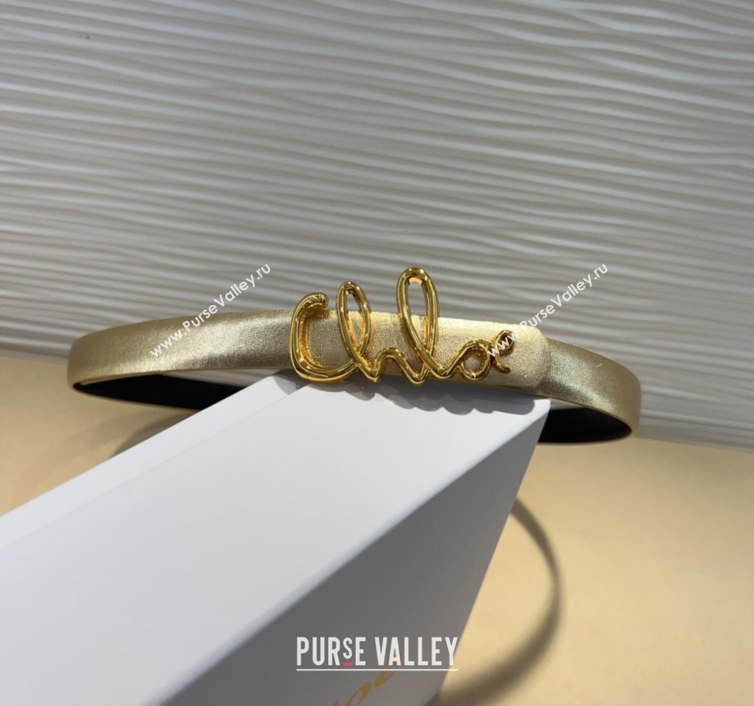 Chloe Iconic Small Belt in Leather with Signature Buckle Gold 2025 (99-250508160)