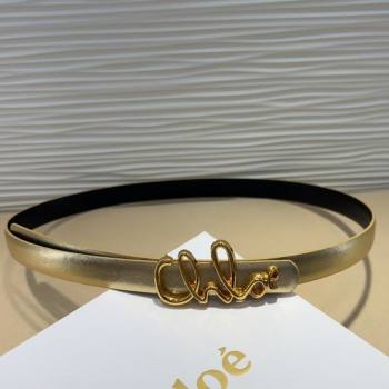 Chloe Iconic Small Belt in Leather with Signature Buckle Gold 2025 (99-250508160)