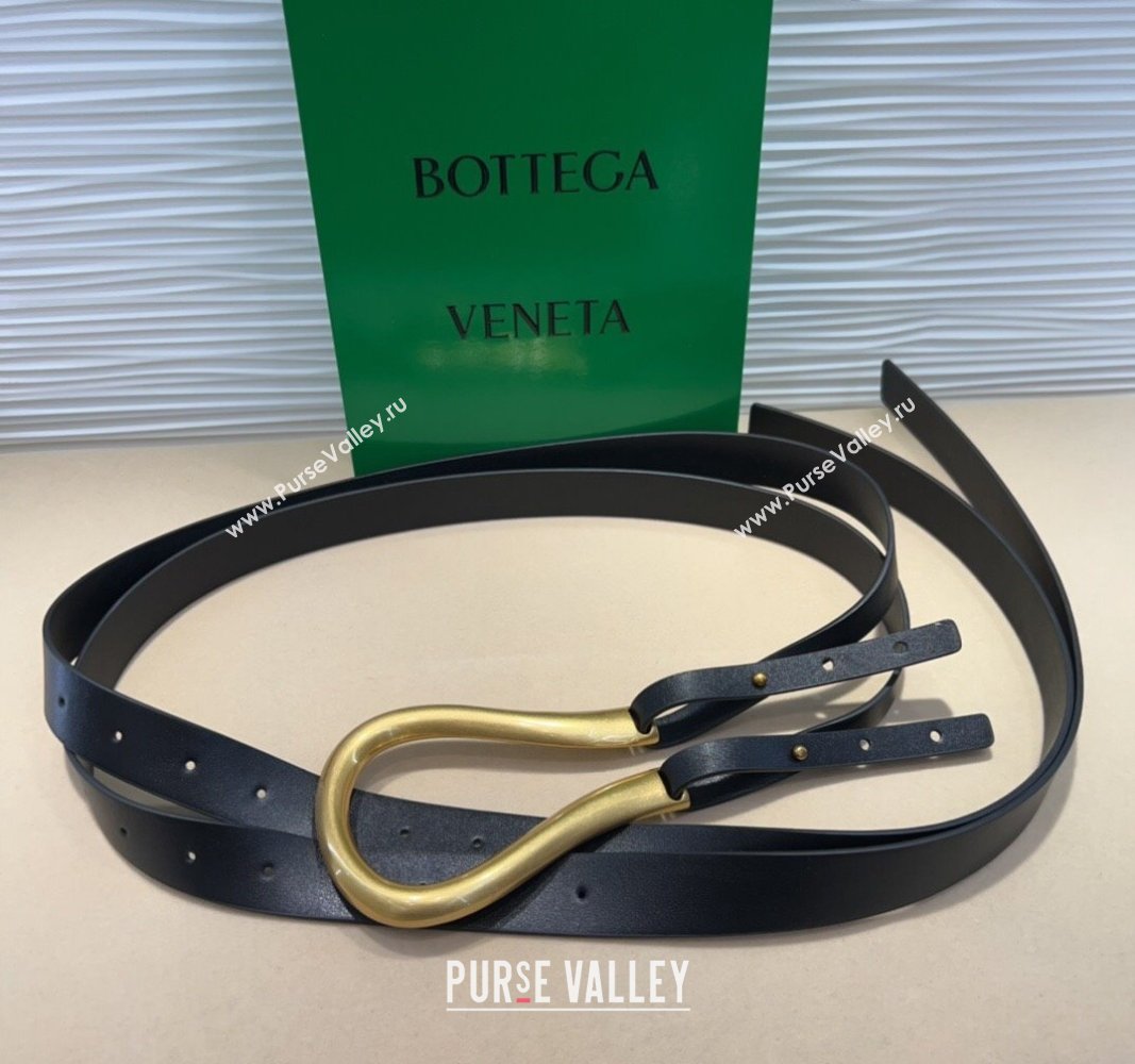 Bottega Veneta Calfskin Waist Belt Black 2025 2014025 (99-250508143)