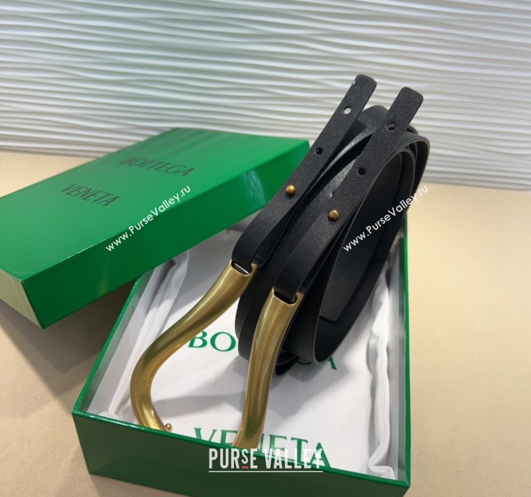 Bottega Veneta Calfskin Waist Belt Black 2025 2014025 (99-250508143)