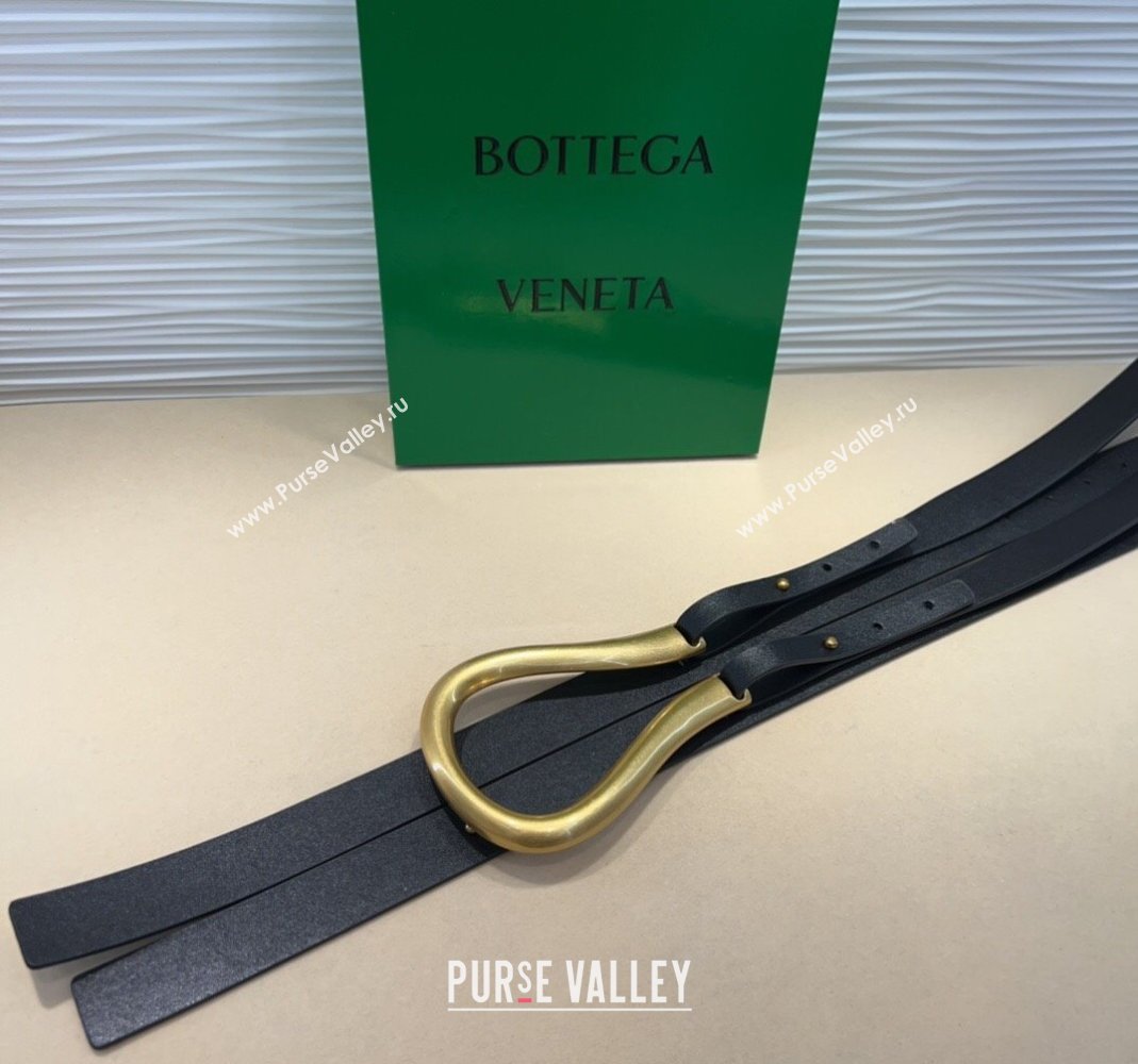 Bottega Veneta Calfskin Waist Belt Black 2025 2014025 (99-250508143)