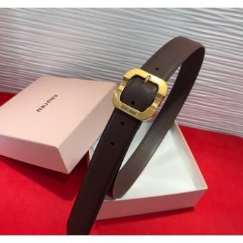 Miu Miu Supple Calfskin Belt 3.4cm with Gold-Tone Square Buckle Fondant Brown 2025 2012025 (99-250508151)