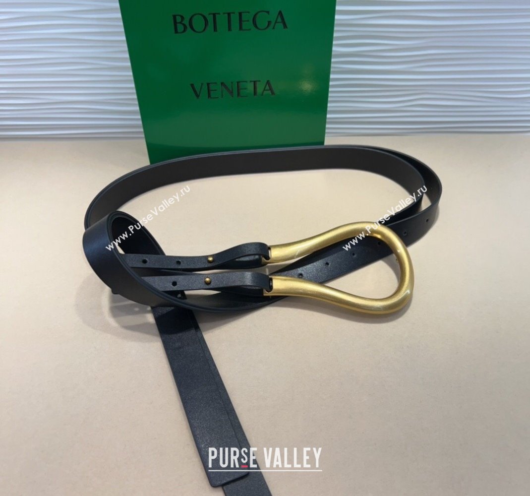 Bottega Veneta Calfskin Waist Belt Black 2025 2014025 (99-250508143)