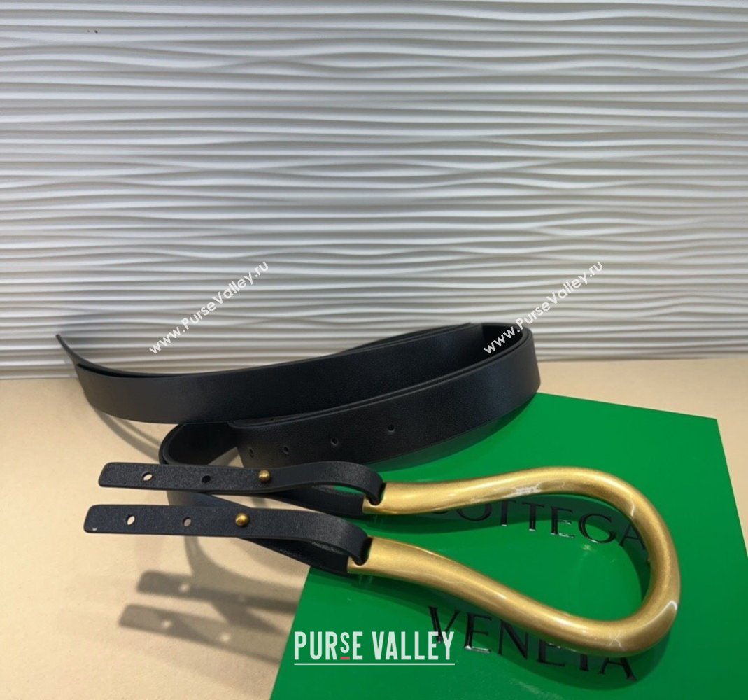 Bottega Veneta Calfskin Waist Belt Black 2025 2014025 (99-250508143)