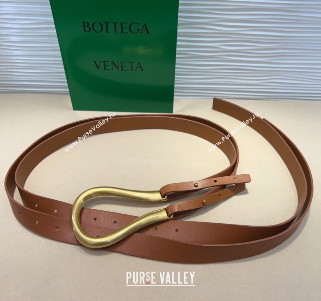 Bottega Veneta Calfskin Waist Belt Brown2 2025 2014025 (99-250508142)