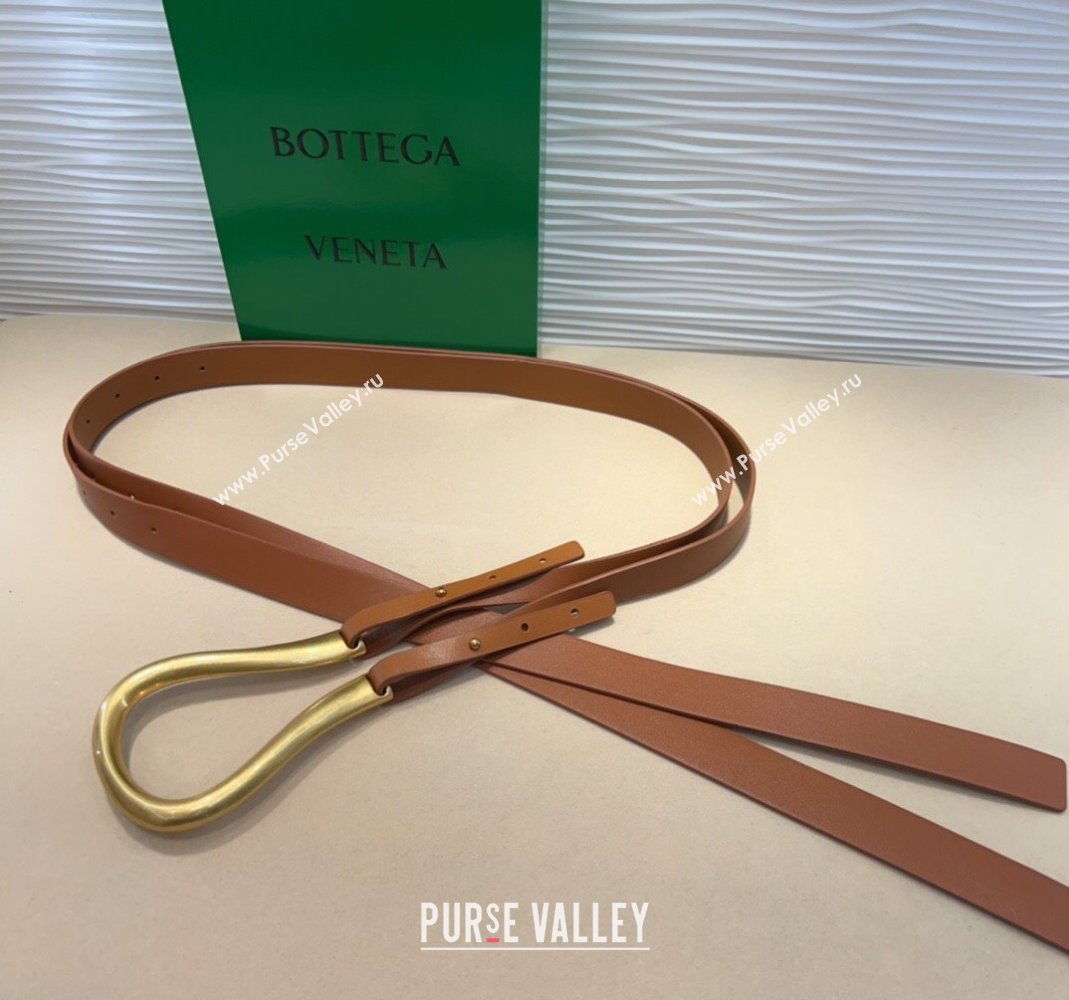 Bottega Veneta Calfskin Waist Belt Brown2 2025 2014025 (99-250508142)