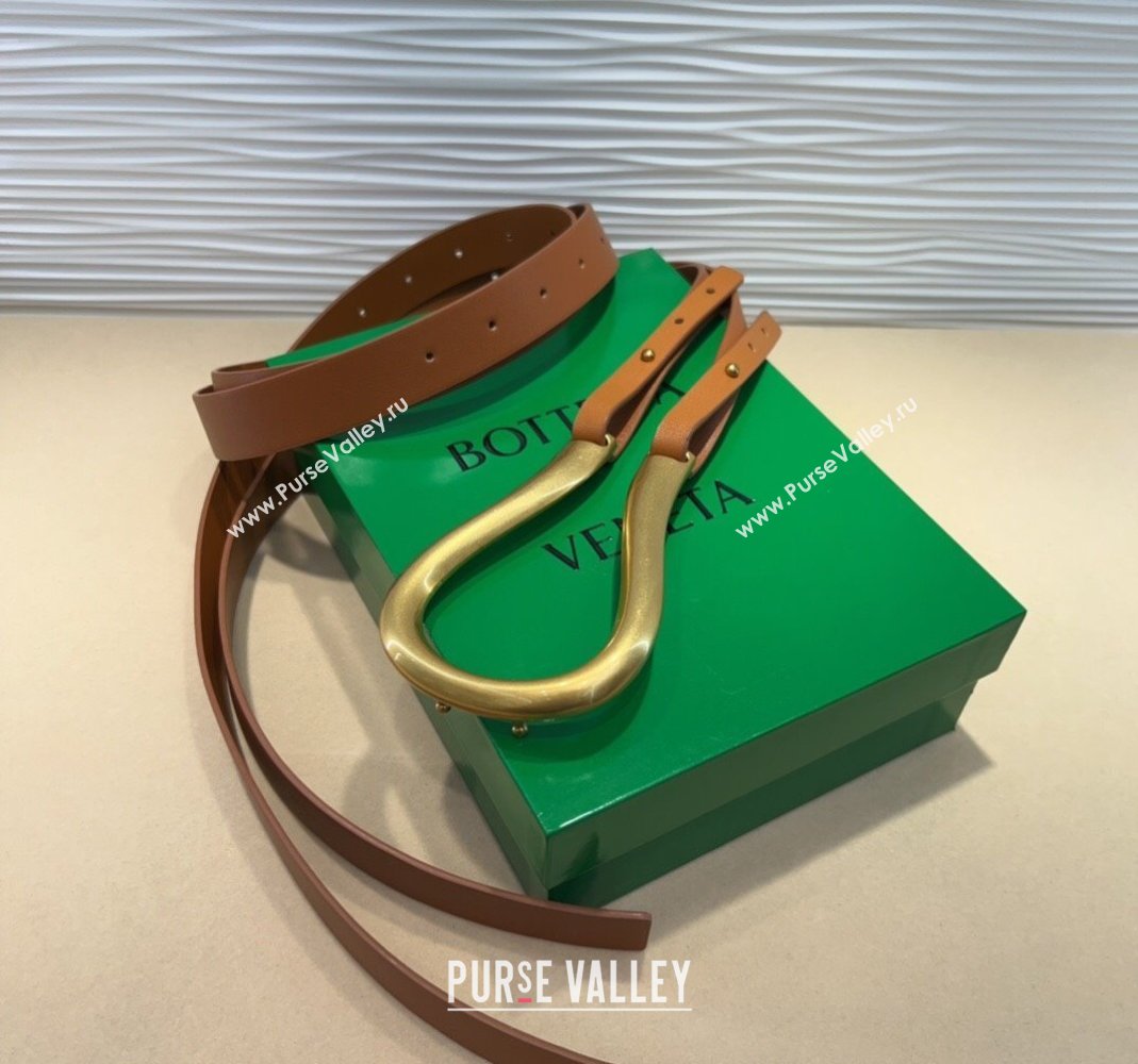Bottega Veneta Calfskin Waist Belt Brown2 2025 2014025 (99-250508142)