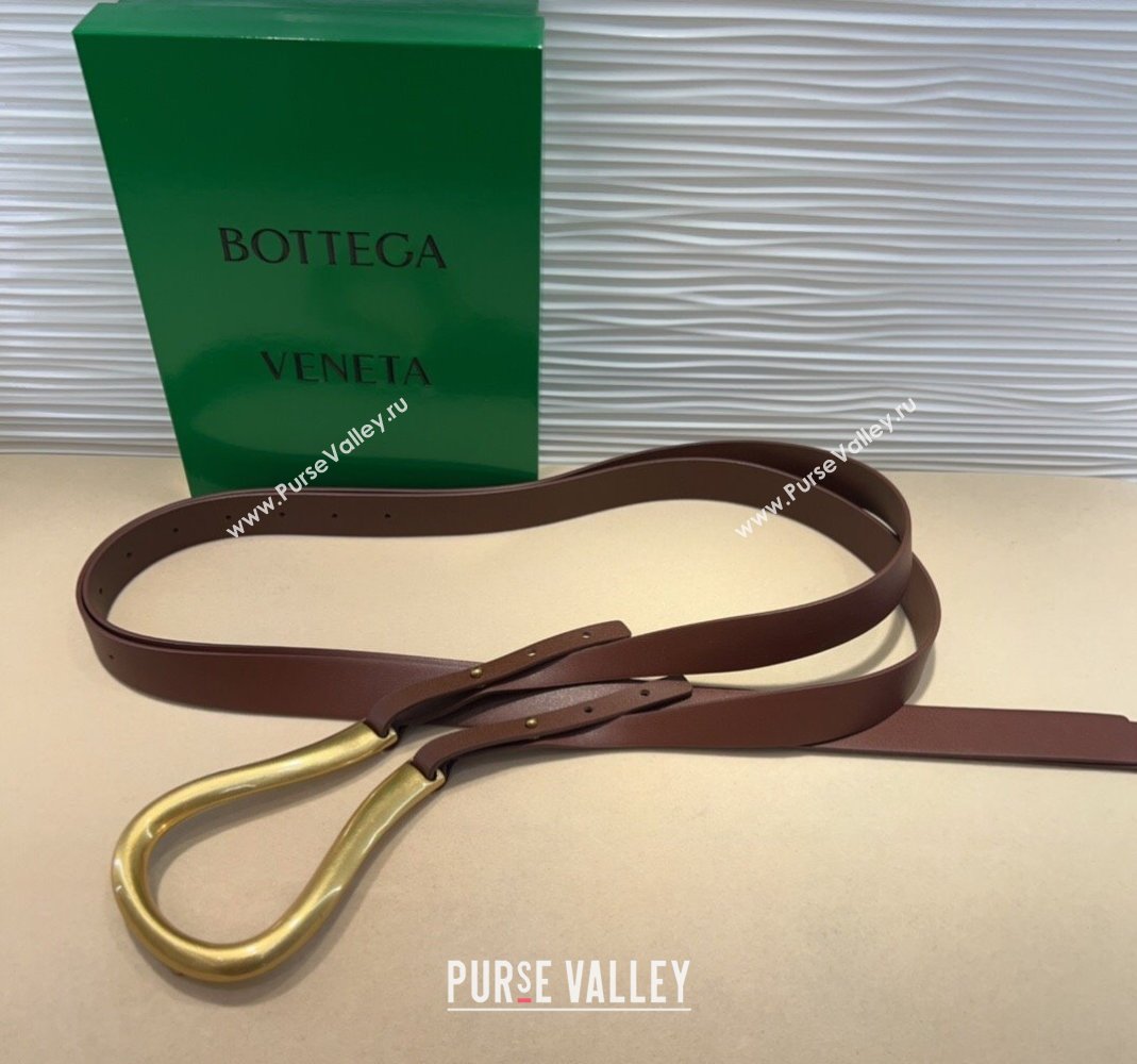 Bottega Veneta Calfskin Waist Belt Dark Brown 2025 2014025 (99-250508140)