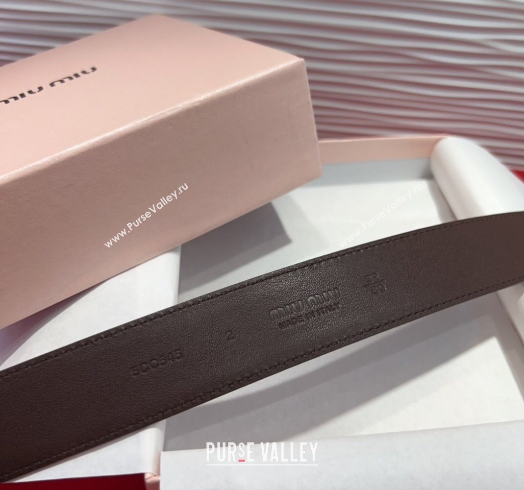 Miu Miu Supple Calfskin Belt 3.4cm with Gold-Tone Square Buckle Fondant Brown 2025 2012025 (99-250508151)