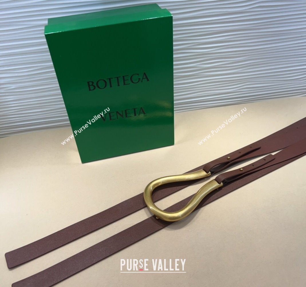 Bottega Veneta Calfskin Waist Belt Dark Brown 2025 2014025 (99-250508140)
