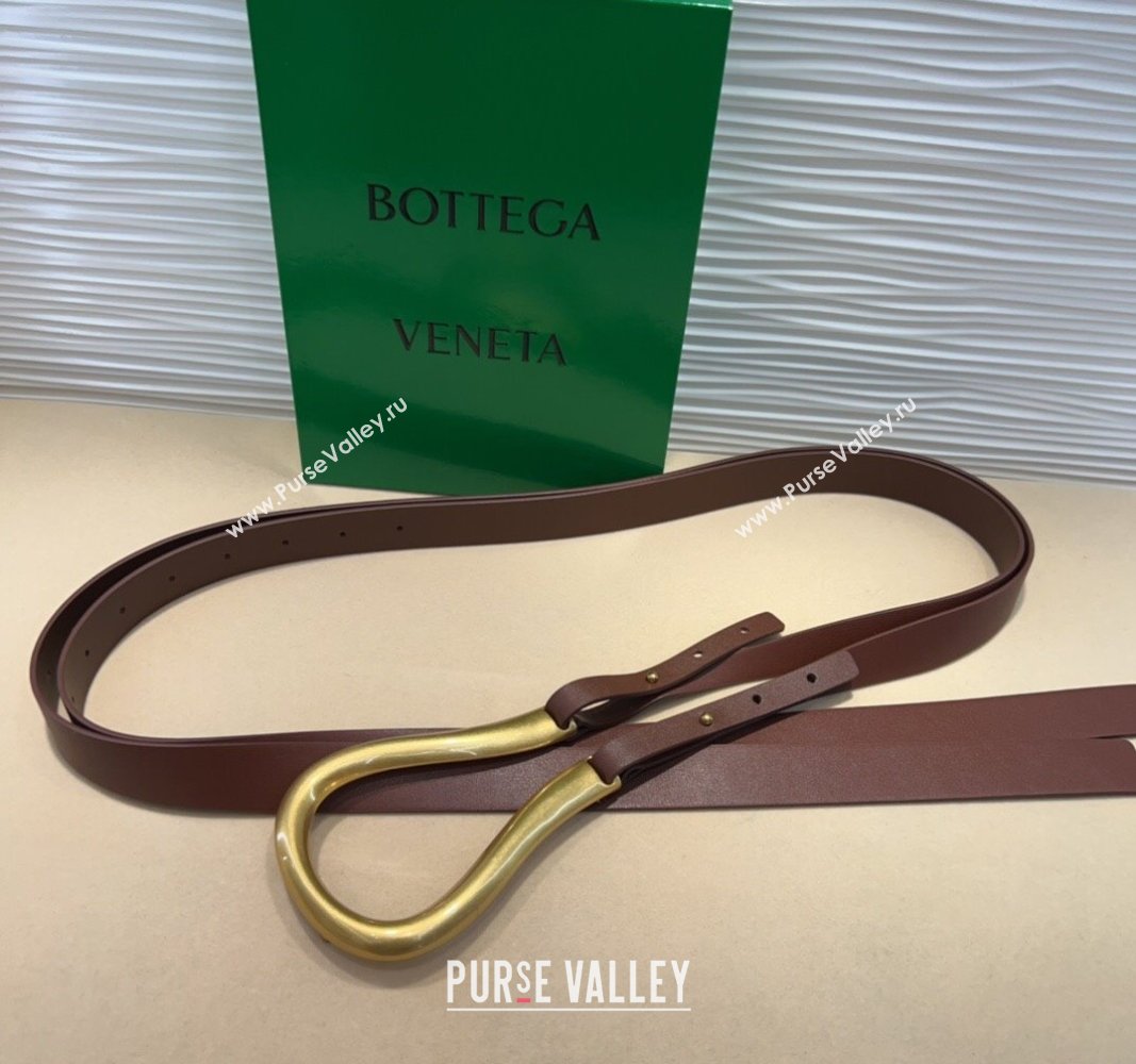 Bottega Veneta Calfskin Waist Belt Dark Brown 2025 2014025 (99-250508140)