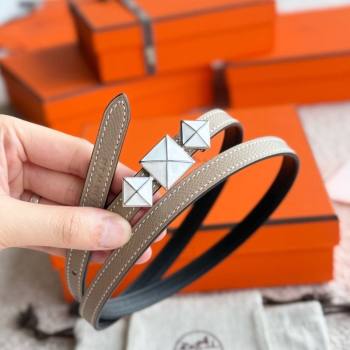 Hermes Womens Fibbia da Cintura 1925 Reversible Leather Belt 1.3cm Grey/White 2025 0617 (99-250617078)