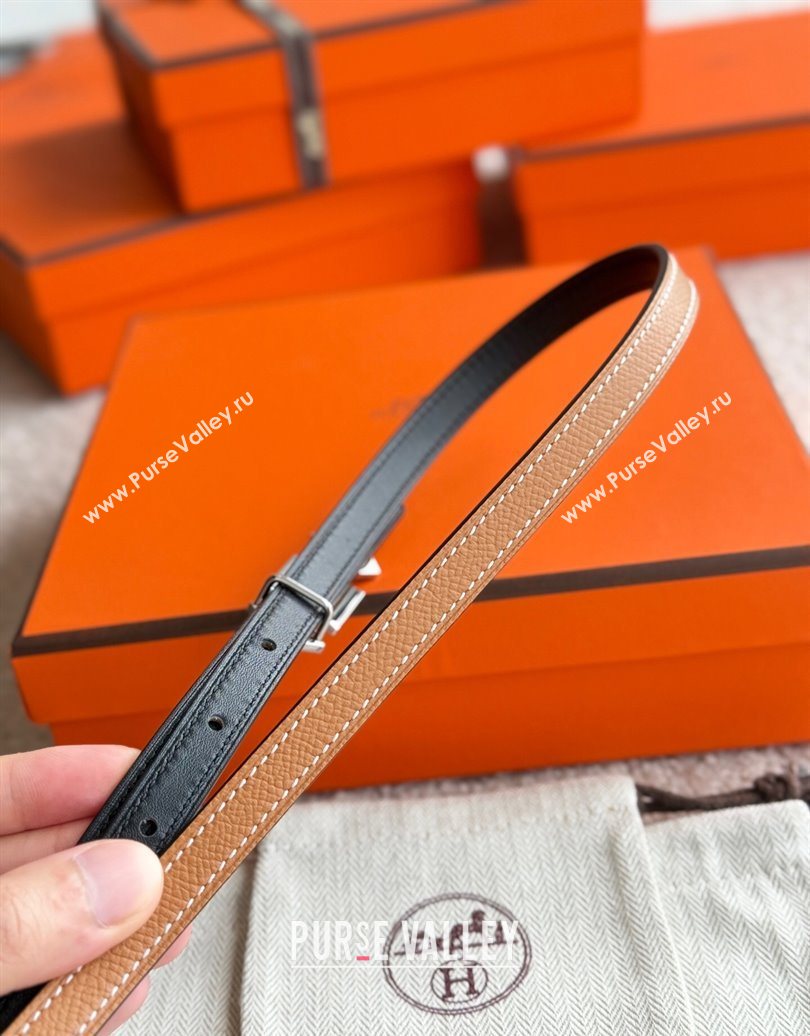 Hermes Womens Fibbia da Cintura 1925 Reversible Leather Belt 1.3cm Brown/White 2025 0617 (99-250617079)