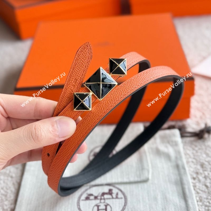 Hermes Womens Fibbia da Cintura 1925 Reversible Leather Belt 1.3cm Orange/Black 2025 0617 (99-250617080)