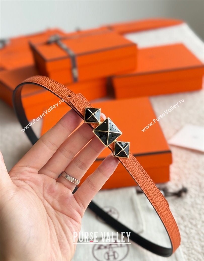 Hermes Womens Fibbia da Cintura 1925 Reversible Leather Belt 1.3cm Orange/Black 2025 0617 (99-250617080)
