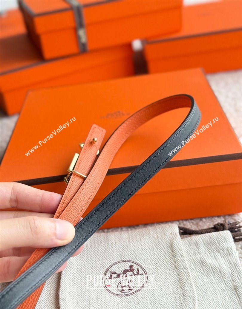 Hermes Womens Fibbia da Cintura 1925 Reversible Leather Belt 1.3cm Orange/Black 2025 0617 (99-250617080)