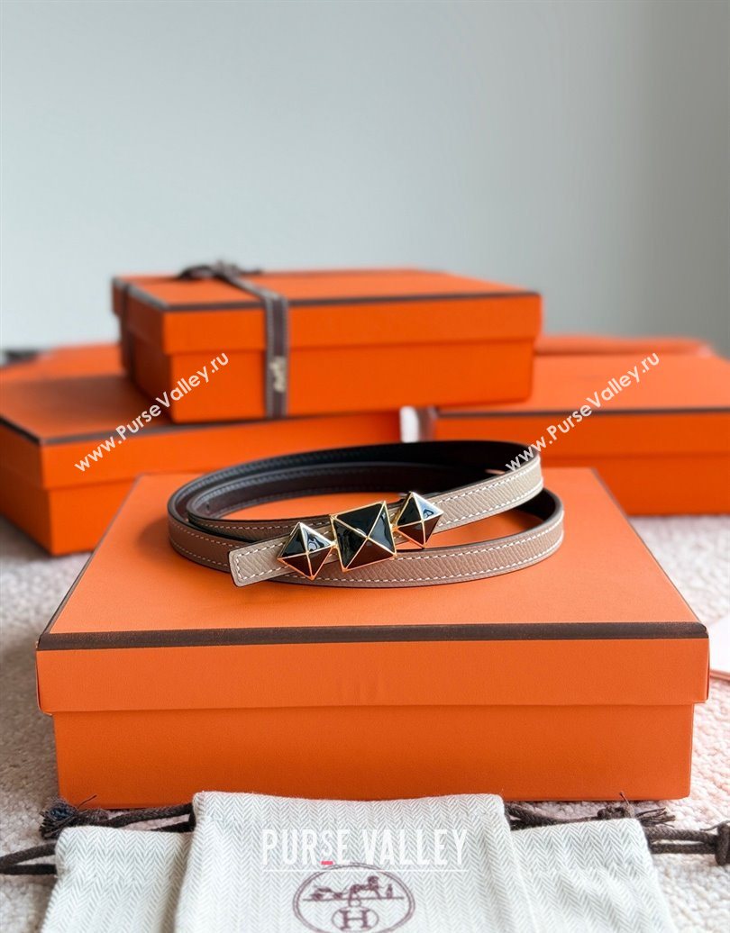 Hermes Womens Fibbia da Cintura 1925 Reversible Leather Belt 1.3cm Grey/Black 2025 0617 (99-250617081)