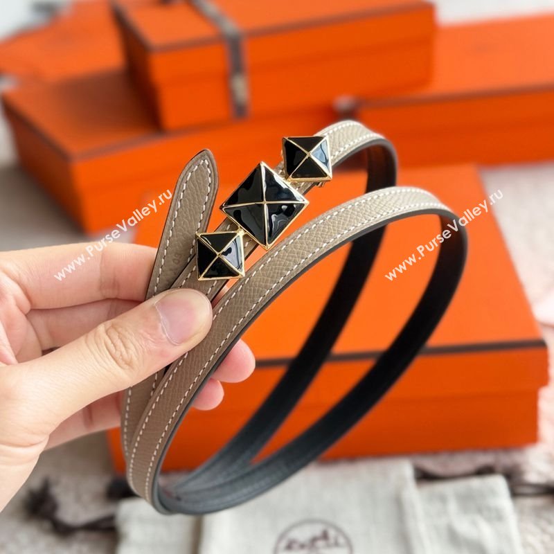 Hermes Womens Fibbia da Cintura 1925 Reversible Leather Belt 1.3cm Grey/Black 2025 0617 (99-250617081)