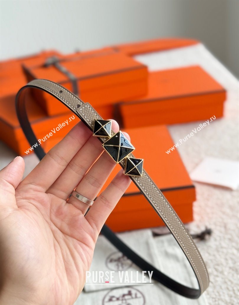 Hermes Womens Fibbia da Cintura 1925 Reversible Leather Belt 1.3cm Grey/Black 2025 0617 (99-250617081)