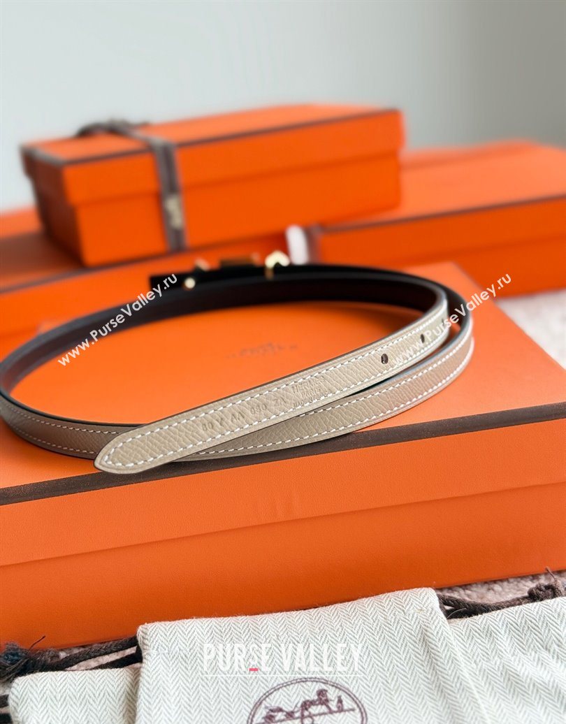 Hermes Womens Fibbia da Cintura 1925 Reversible Leather Belt 1.3cm Grey/Black 2025 0617 (99-250617081)