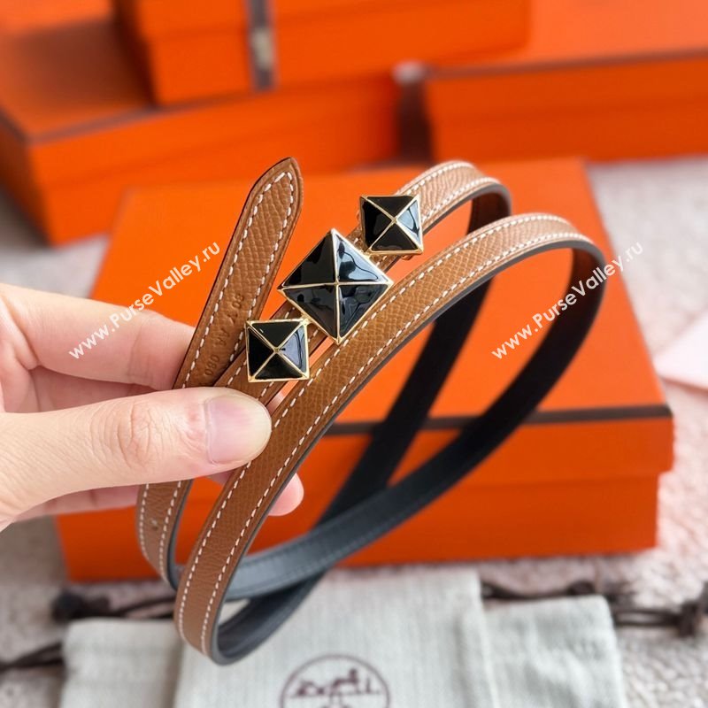 Hermes Womens Fibbia da Cintura 1925 Reversible Leather Belt 1.3cm Brown/Black 2025 0617 (99-250617083)