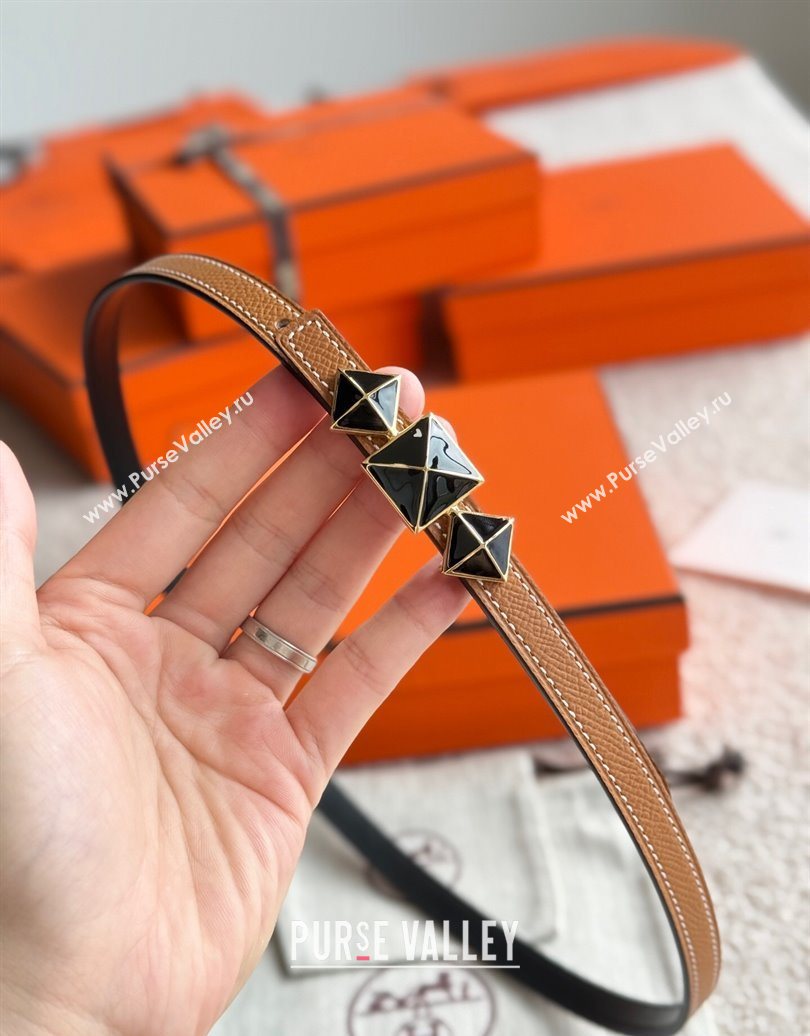 Hermes Womens Fibbia da Cintura 1925 Reversible Leather Belt 1.3cm Brown/Black 2025 0617 (99-250617083)