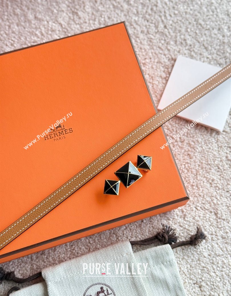 Hermes Womens Fibbia da Cintura 1925 Reversible Leather Belt 1.3cm Brown/Black 2025 0617 (99-250617083)