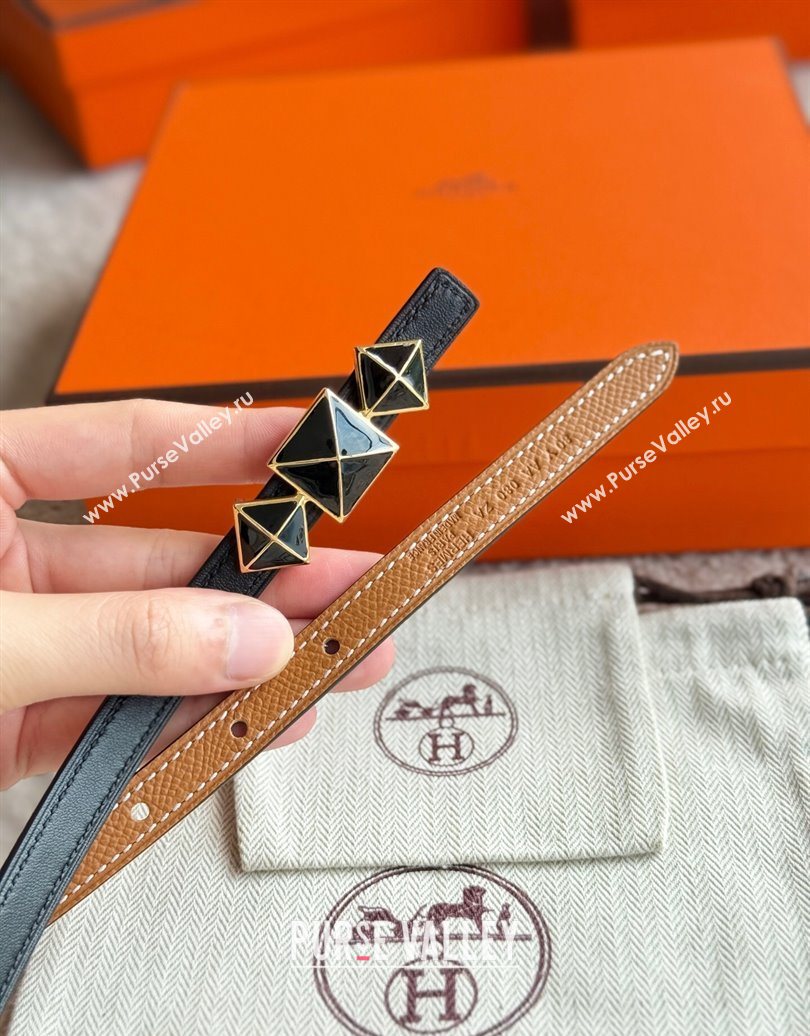 Hermes Womens Fibbia da Cintura 1925 Reversible Leather Belt 1.3cm Brown/Black 2025 0617 (99-250617083)