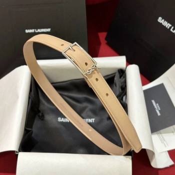 Saint Laurent New Cassandre Belt 2cm in Calf Leather Beige 2025 0617 (99-250617110)