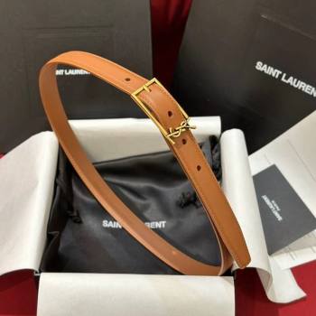 Saint Laurent New Cassandre Belt 2cm in Calf Leather Brown 2025 0617 (99-250617114)