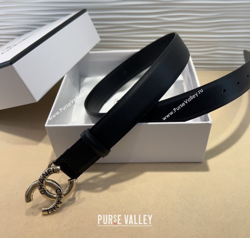 Chanel Classic Calfskin Belt 3cm with Letters CC Buckle Black/Gold 2025 0617 (99-250617135)