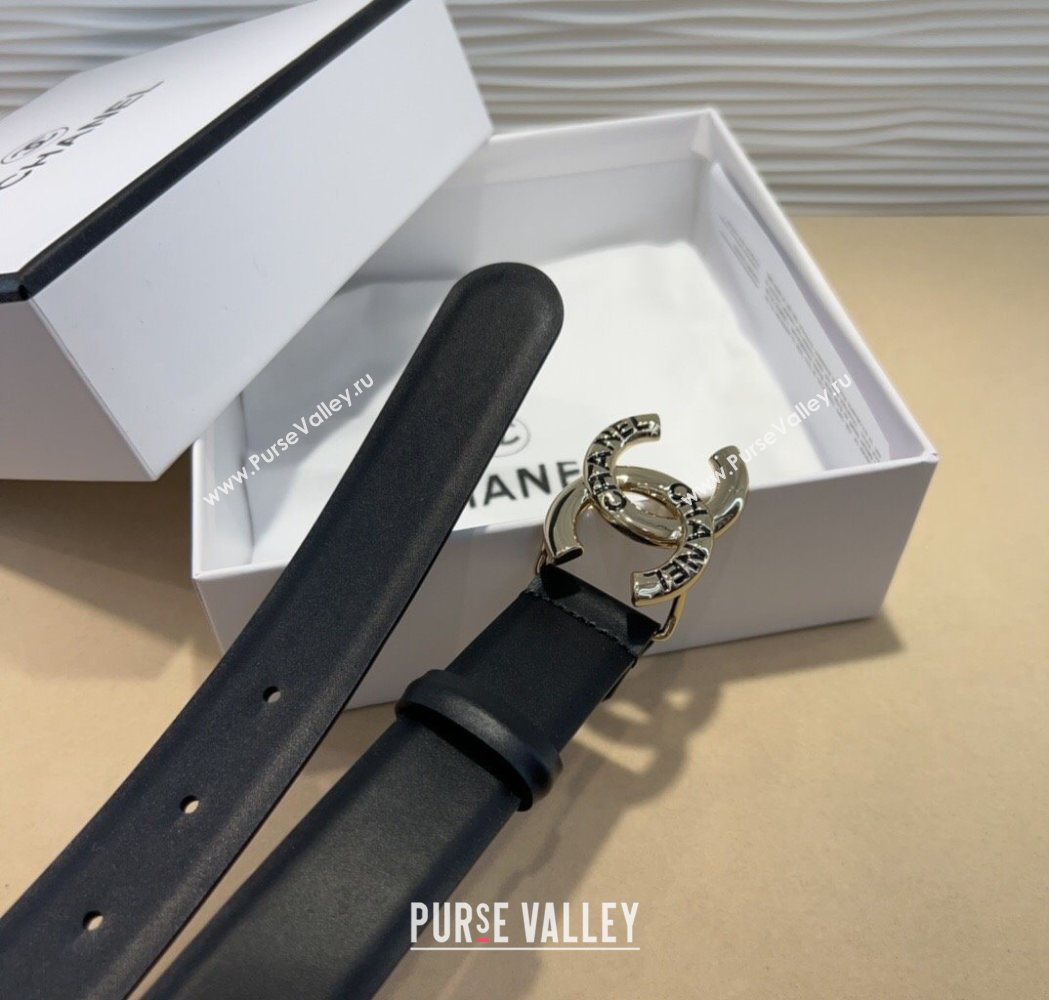 Chanel Classic Calfskin Belt 3cm with Letters CC Buckle Black/Gold 2025 0617 (99-250617135)