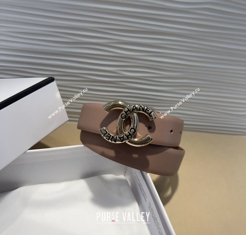Chanel Classic Calfskin Belt 3cm with Letters CC Buckle Nude 2025 0617 (99-250617139)