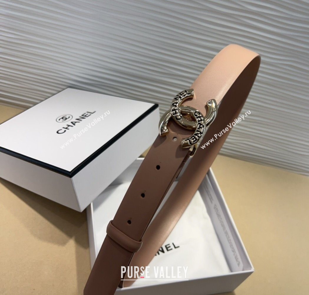 Chanel Classic Calfskin Belt 3cm with Letters CC Buckle Nude 2025 0617 (99-250617139)