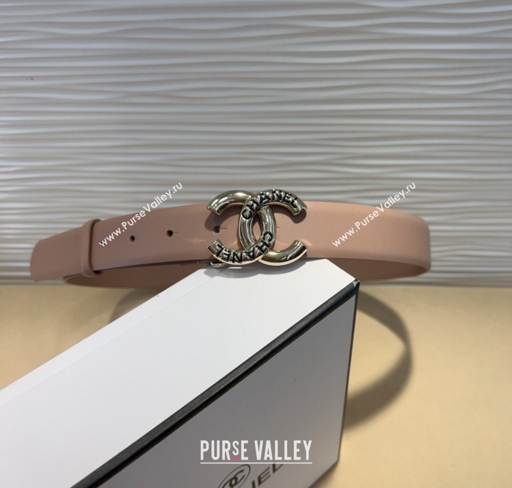 Chanel Classic Calfskin Belt 3cm with Letters CC Buckle Nude 2025 0617 (99-250617139)
