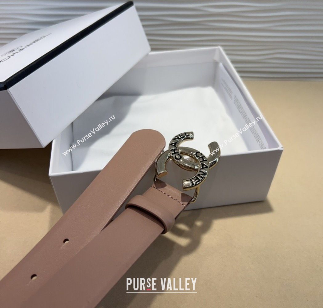 Chanel Classic Calfskin Belt 3cm with Letters CC Buckle Nude 2025 0617 (99-250617139)