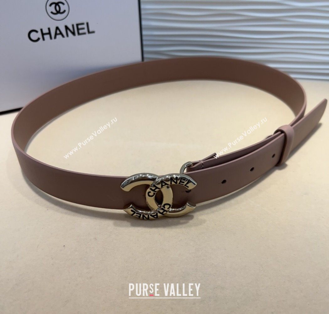 Chanel Classic Calfskin Belt 3cm with Letters CC Buckle Nude 2025 0617 (99-250617139)