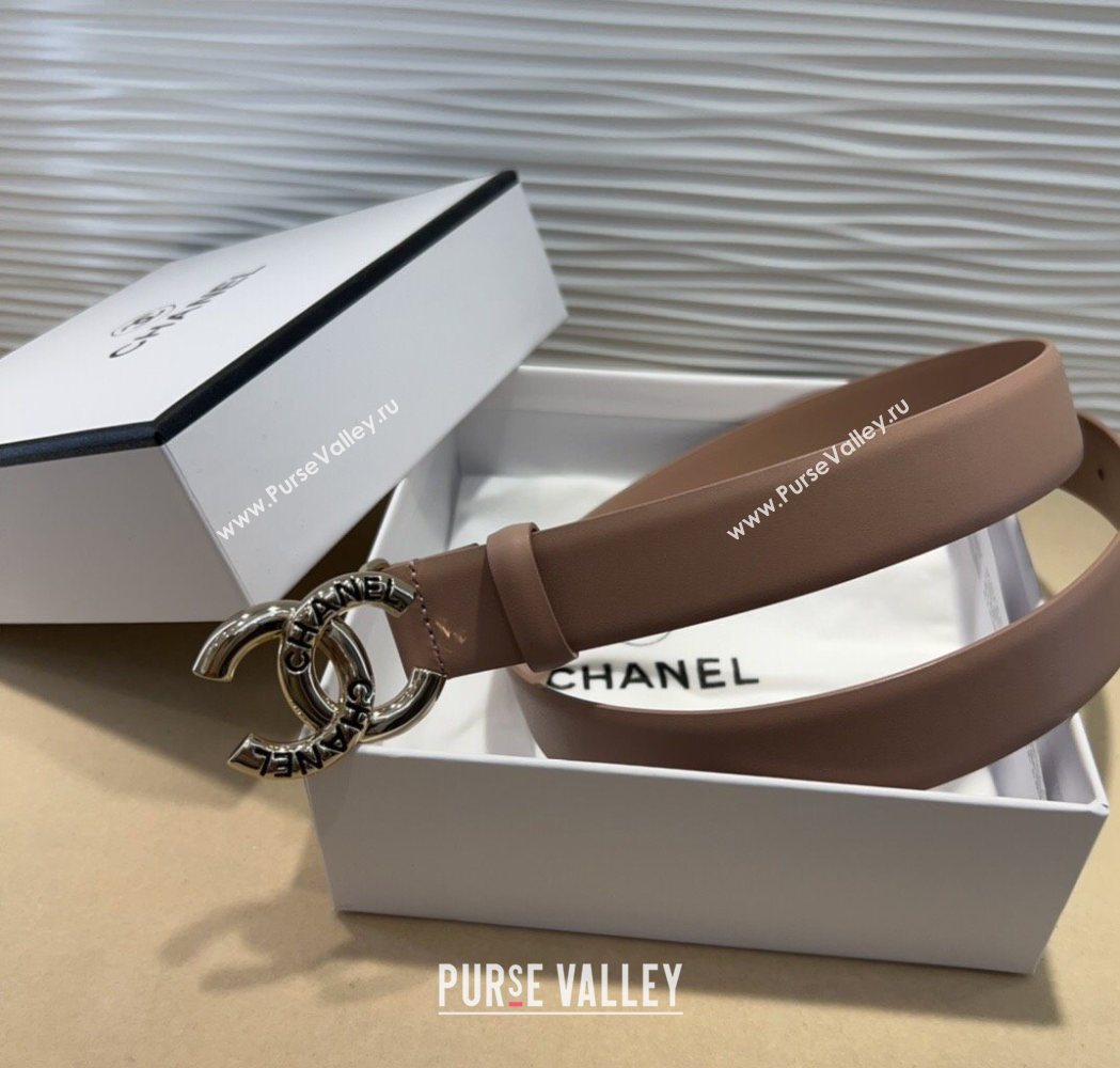 Chanel Classic Calfskin Belt 3cm with Letters CC Buckle Nude 2025 0617 (99-250617139)