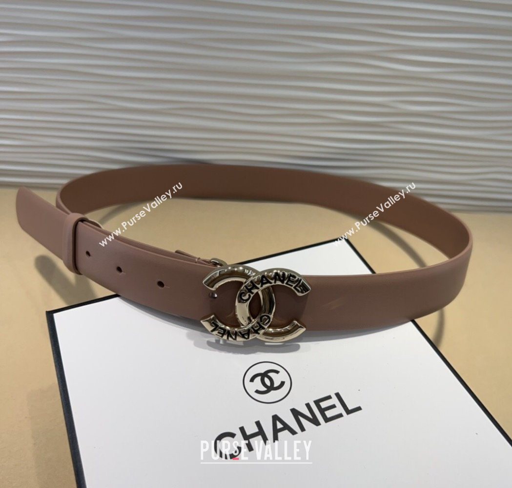 Chanel Classic Calfskin Belt 3cm with Letters CC Buckle Nude 2025 0617 (99-250617139)