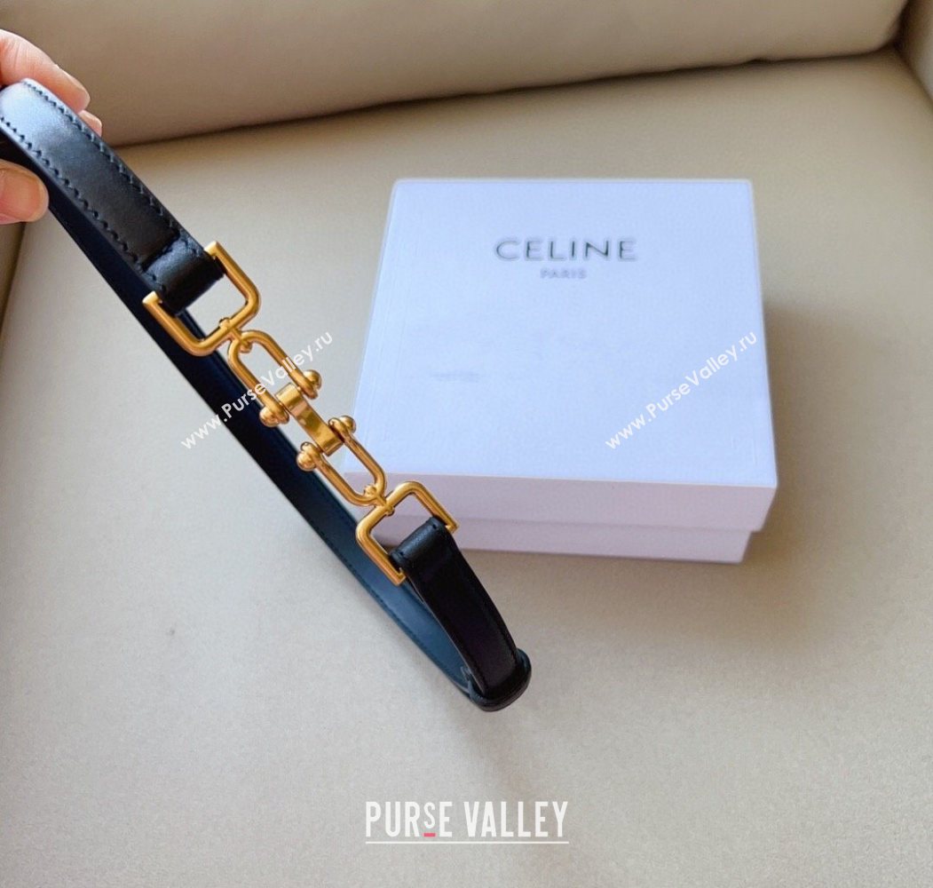 Celine Leather and Chain Belt 1.5cm Black 2025 0617 (99-250617158)