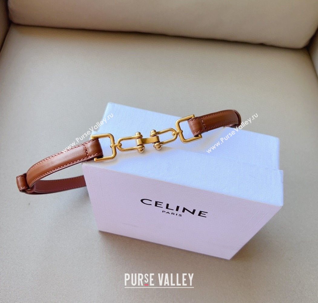 Celine Leather and Chain Belt 1.5cm Tan Brown 2025 0617 (99-250617159)