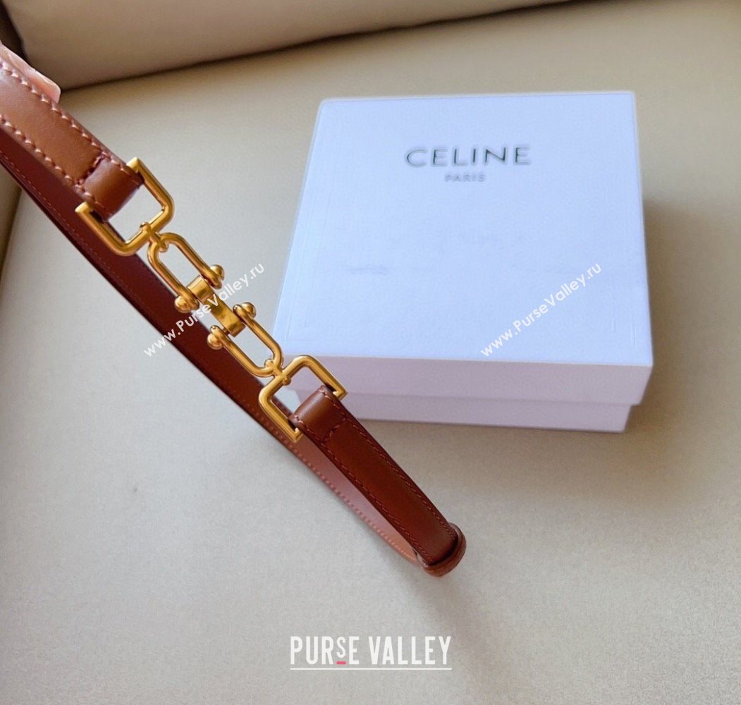 Celine Leather and Chain Belt 1.5cm Tan Brown 2025 0617 (99-250617159)