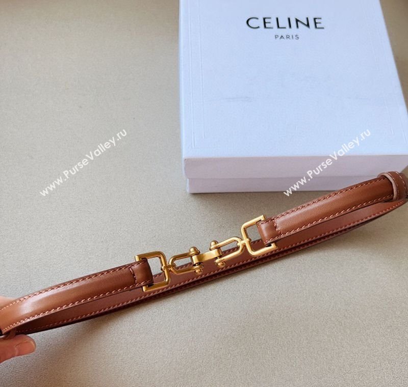 Celine Leather and Chain Belt 1.5cm Tan Brown 2025 0617 (99-250617159)