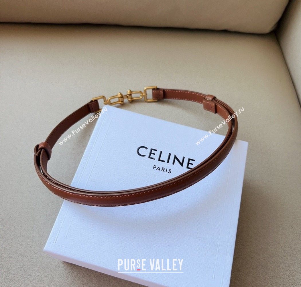 Celine Leather and Chain Belt 1.5cm Tan Brown 2025 0617 (99-250617159)