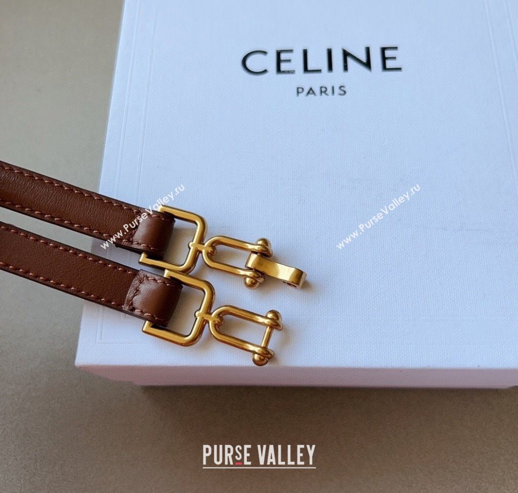 Celine Leather and Chain Belt 1.5cm Tan Brown 2025 0617 (99-250617159)